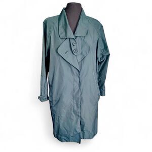 Hoss Intropia Women’s Trench Coat Sz L Mid-Length Light Wgt Packable Olive Gray